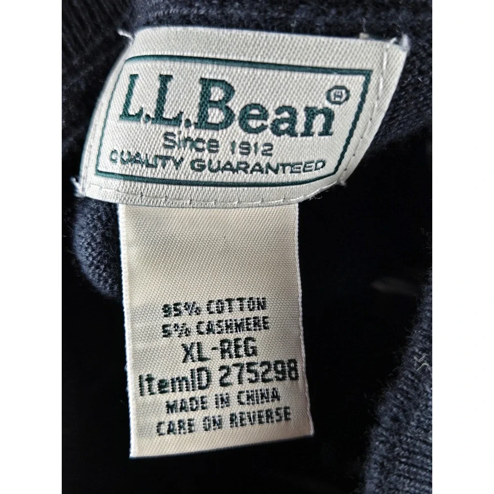 L.L. Bean Cotton Cashmere Preppy Old Money Quarter Zip Pullover,‎ XL